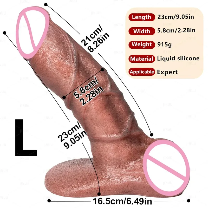 Vibrador de silicone grosso xxl com ventosa grande, massageador de silicone macio e realista, textura de nível de poros, brinquedo sexual para pênis