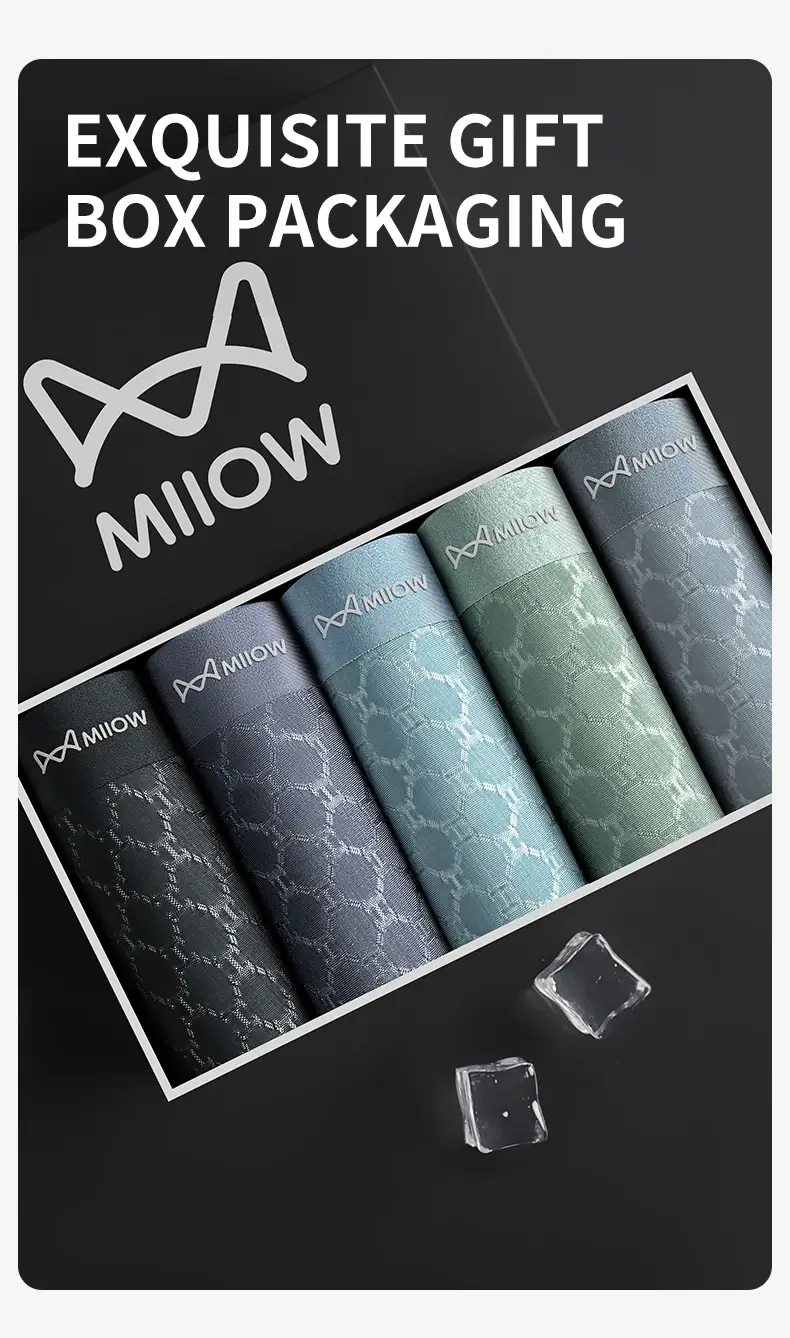 MiiOW 3Pcs Seamless Ice Silk Men Boxerชุดชั้นในฤดูร้อนBreathableตาข่ายกางเกงในชายAntiแบคทีเรียกางเกงชายกางเกงนักมวย