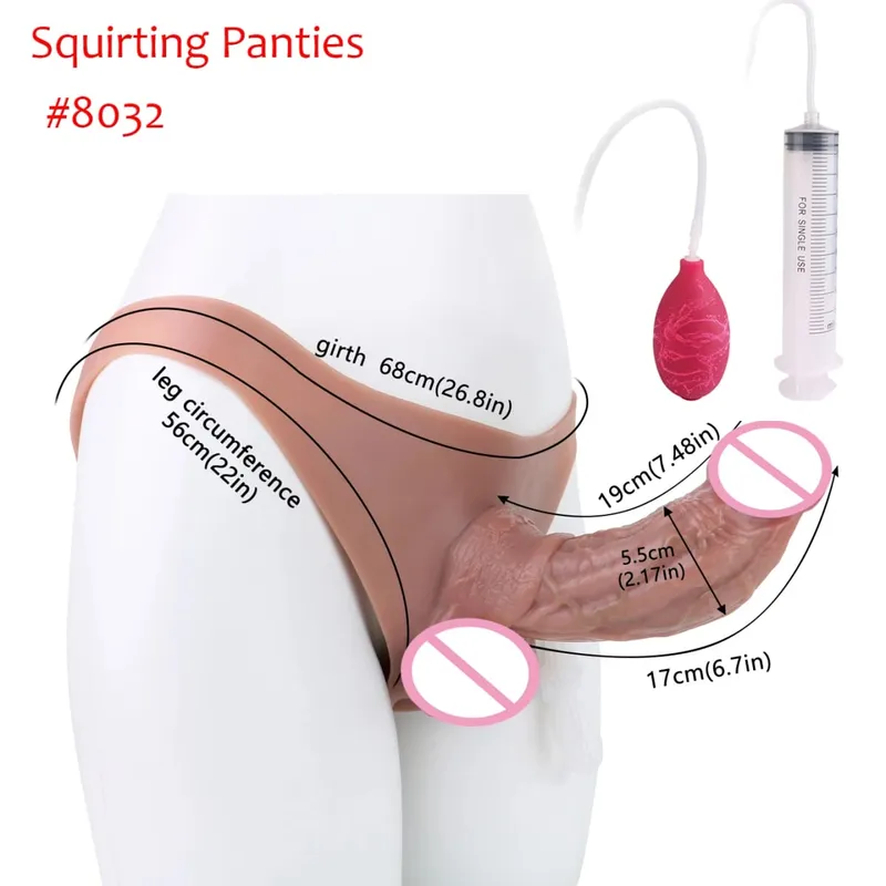Black Nude Strapon Big Realistic Ejaculation Dildo Silicone Squirting Panties With Simulated Solid Penis Sex Toy For Women — image 20