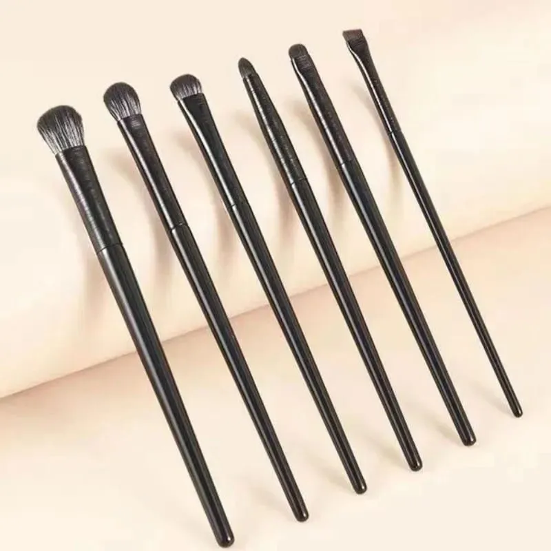 6pcs Black Eye Makeup Brushes Set Professional Contouring Eyeshadow Eyeliner Brush Portable Blending Facial Beauty Cosmetic Tool