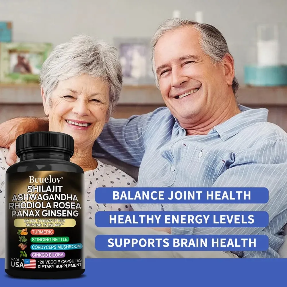 Shilajit Ashwagandha Rhodiola Rosea Ginseng High Concentration Formula Promotes Digestive System Brain Joint Health Supplement