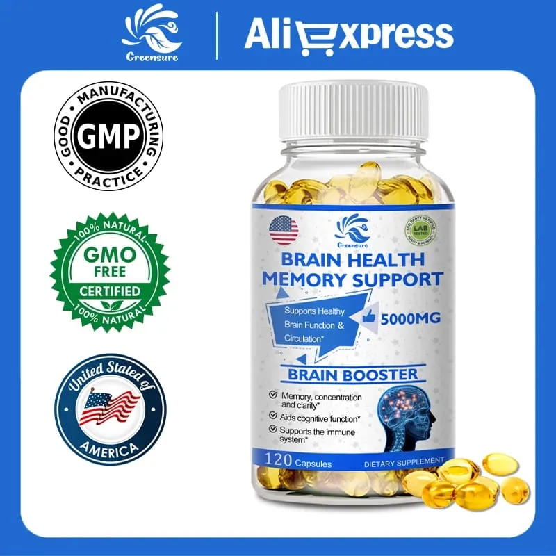 Brain Capsules with Ginkgo Biloba B6 Memory Focus Intelligence Brain Function Health