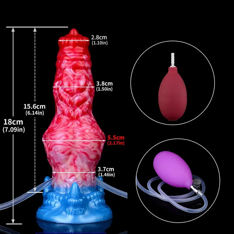 Ejaculation Anal Plug Dog/Wolf Dildo Inflatable Big Knot Penis with Squirting Function Strong Sucker Sex Toy for Women Men