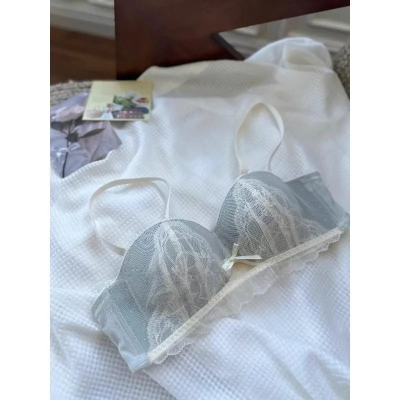 Victoriansk inspireret Demi BH & Knicker Sæt | Sheer Mesh Lace Push Up for lille buste Anti-Sagging | Luksus Lingeri MOYISU Trusse