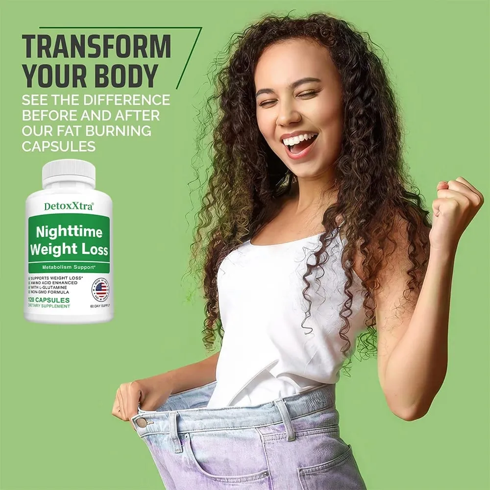 Nighttime Fat Burner Capsules Muscle Recovery Appetite Suppressant Metabolism Booster Relaxation & Restful Sleep Support