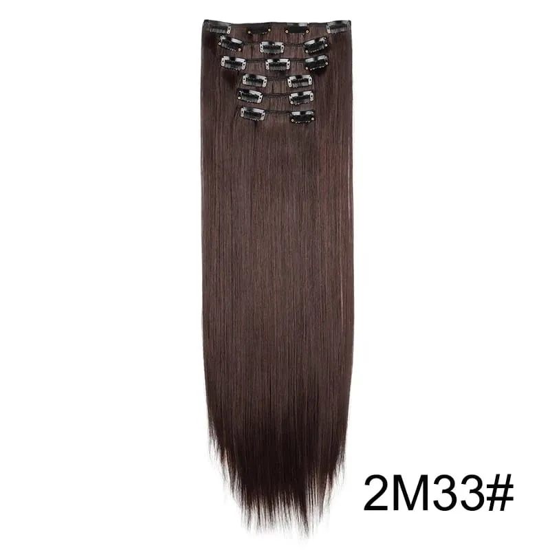 24Inch Synthetic 6pcs/set Long Straight Clip-in Hair Extension Heat Resistant Fiber Hair for Women Hair Accessories — image 11