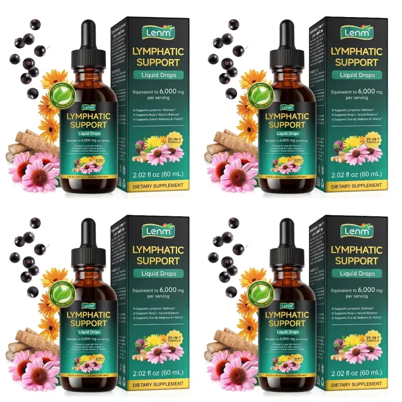 Lenm 60ml 림프 시스템 정화 면역 지원 액체 보충제 BalanceSupport를 위한 천연 유기농 림프 허브 방울