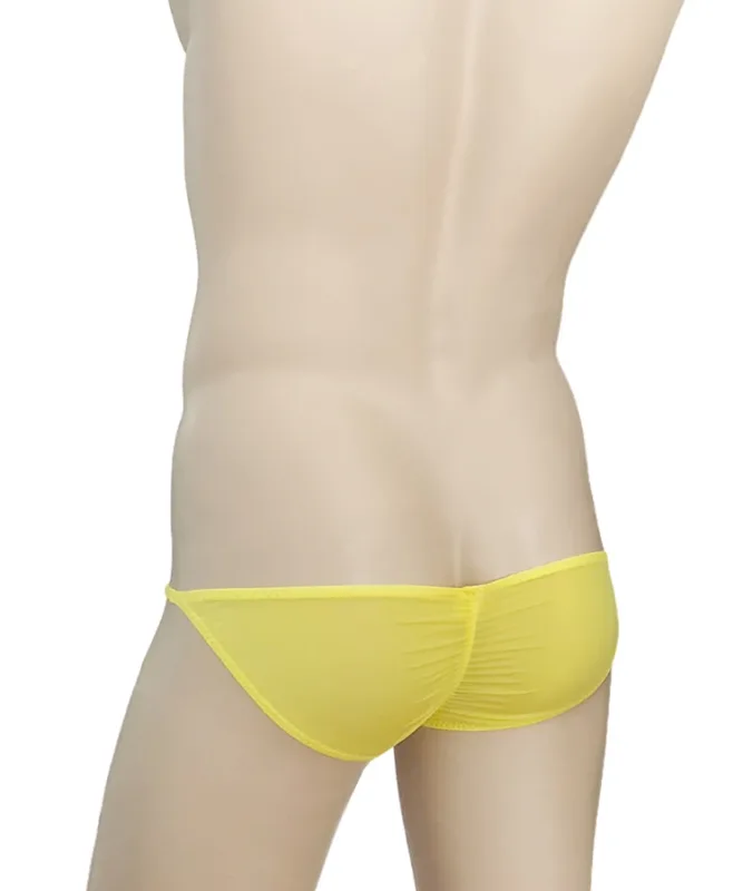Men's Ultra Low Waist G-String Buttock Briefs Thin Ice Silk Translucent Sexy Underwear Breathable Lightweight Low Rise