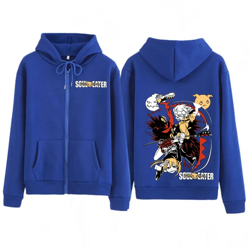 Anime Soul Eater MAKA ALBARN Zipper Hoodie Pakaian Wanita Lelaki Lucu Fesyen Pakaian Bersaiz Besar Pakaian Jalan Lengan Panjang Kasual