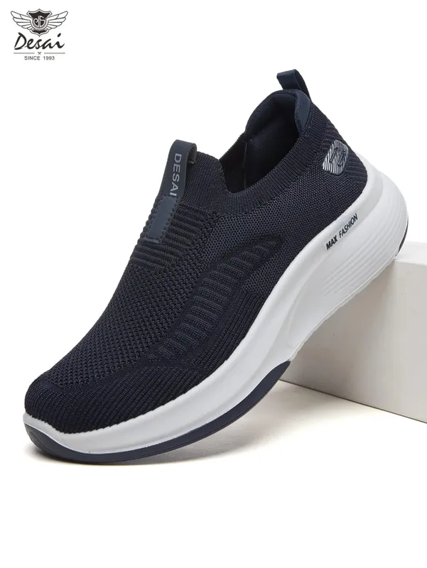 Desai Men's Wide Width Knit Slip-on Sneakers Max Cushion Walking Shoes Lightweight Breathable