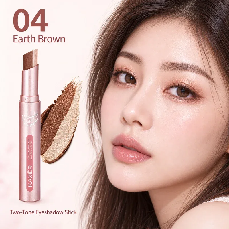 Two Tone Eyeshadow Stick Creamy Shimmer Eye Shadow Blendable Gradient Eye Makeup 6 Shades for Everyday and Party Looks