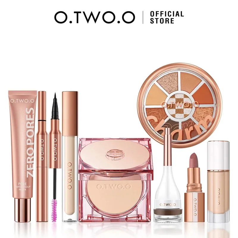 O.TWO.O 9pcs Full Makeup Face Setting Powder Primer Base Mascara Eyeliner Pen Eyebrow Tint Lipstick Eyeshadow Make-up for Women — image 1