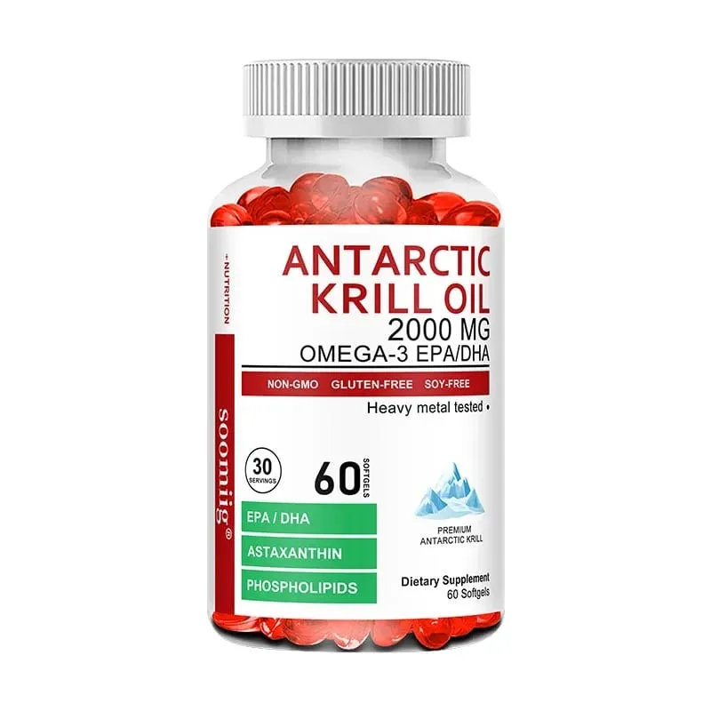 Antarctic Krill Oil Capsules 2000mg Omega-3 EPA & DHA with Astaxanthin Supplement Sourced from Red Krill Maximum Strength