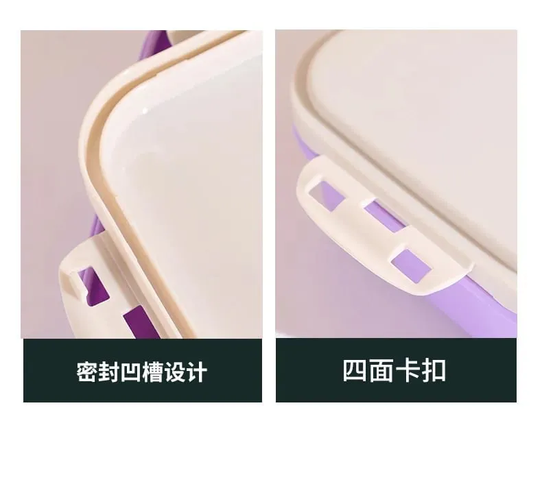 Demon Hunters Lunch Box for Boy Girl Cute Mira Zoey Jinu Portable Plastic Bento Box with Dinnerware Food Fruit Container
