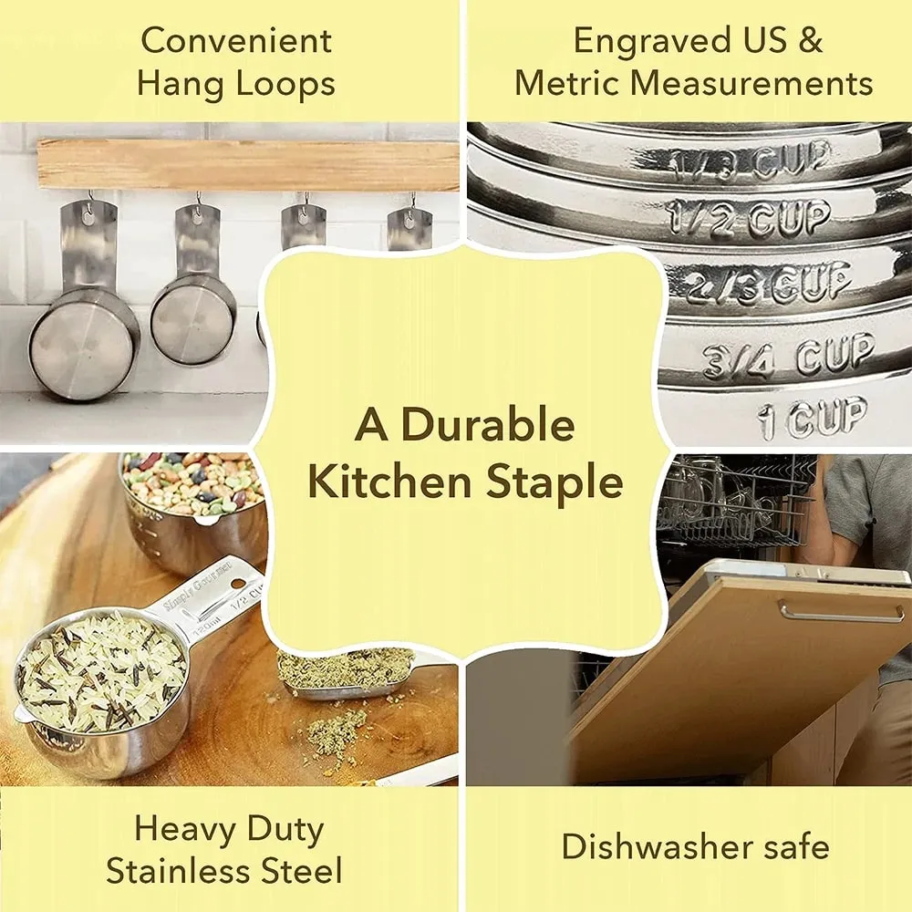 Stainless Steel Measuring Cup and Spoons Set 14PCS with Leveler Dry and Liquid Ingredients Perfect for Cooking & Baking