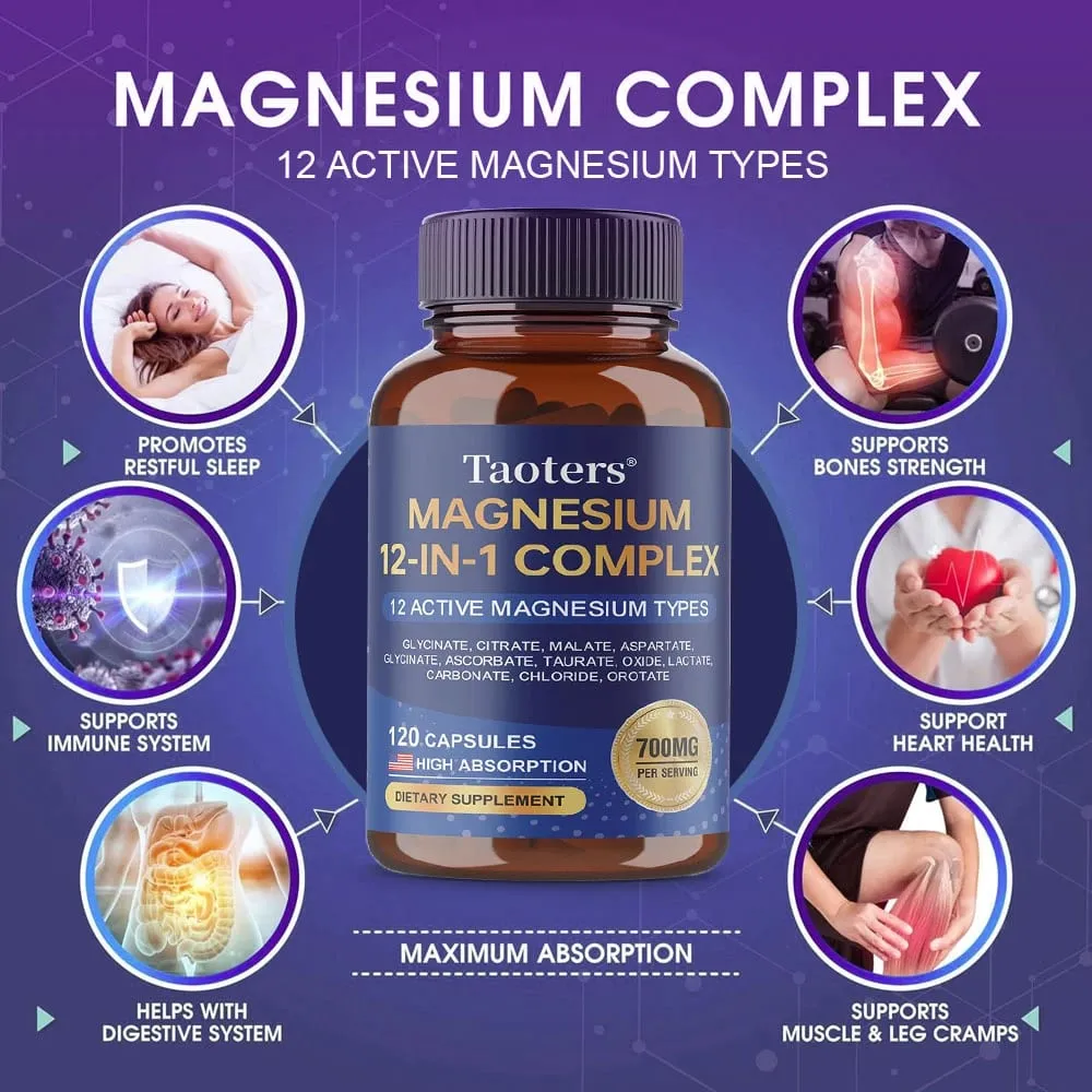 12-in-1 Magnesium Complex Supplement – High Absorption Rate Supports Muscles Nerves and Sleep Suitable for Men and Women — image 4