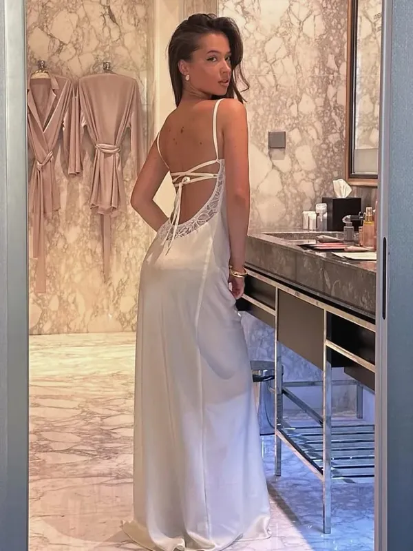 Effen Satijnen Kanten Korset Mini-jurk Vrouwen Sexy Spaghetti Band Sheer Paneel Slim Fit Korte Jurken 2026 Trendy Lady Avondje Uit dragen