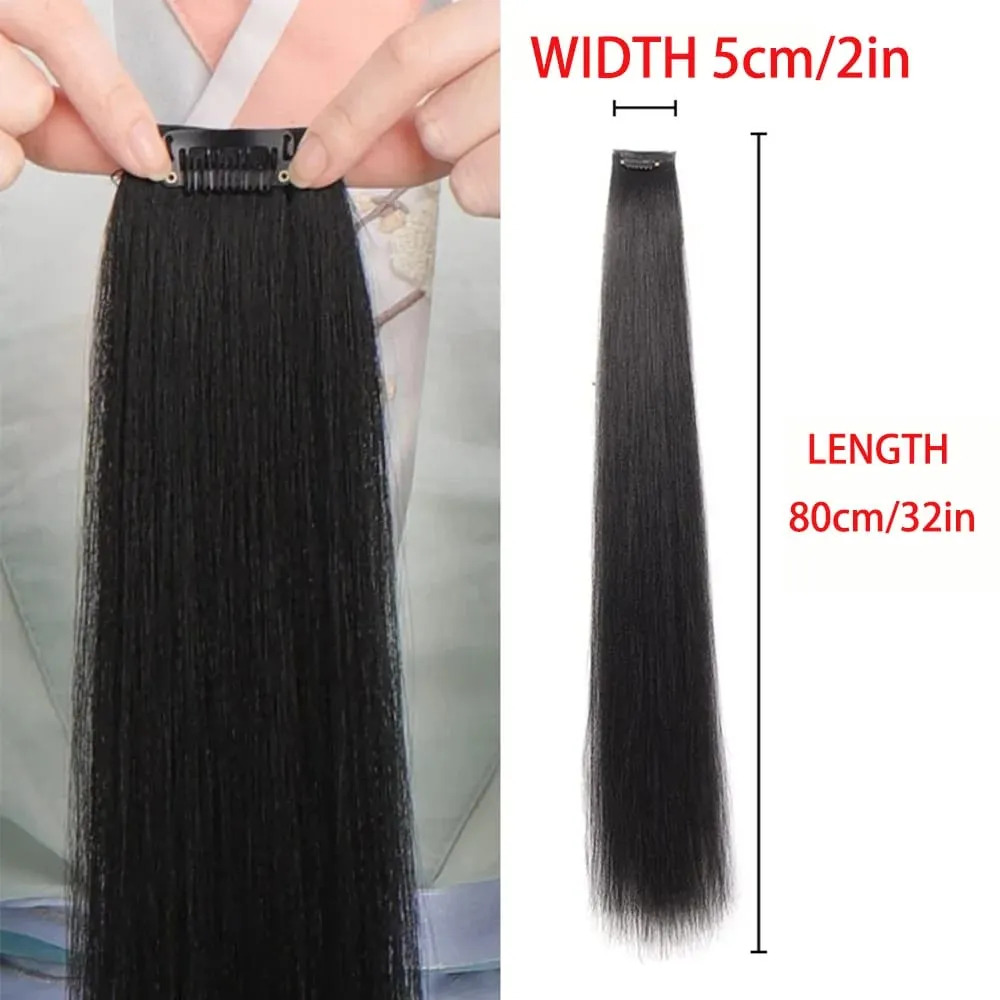 Synthetic black women's vertical hair extensions hair extensions five different lengths of headwear for women's wigs — image 8