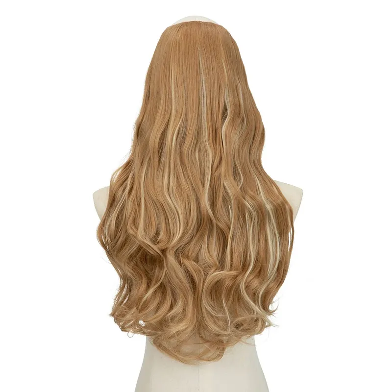 U-Part Synthetic Clip In Hair Extension Long Thick Curly Natural Blonde Flase Hair Hairpieces For Women Heat Resistant — image 19