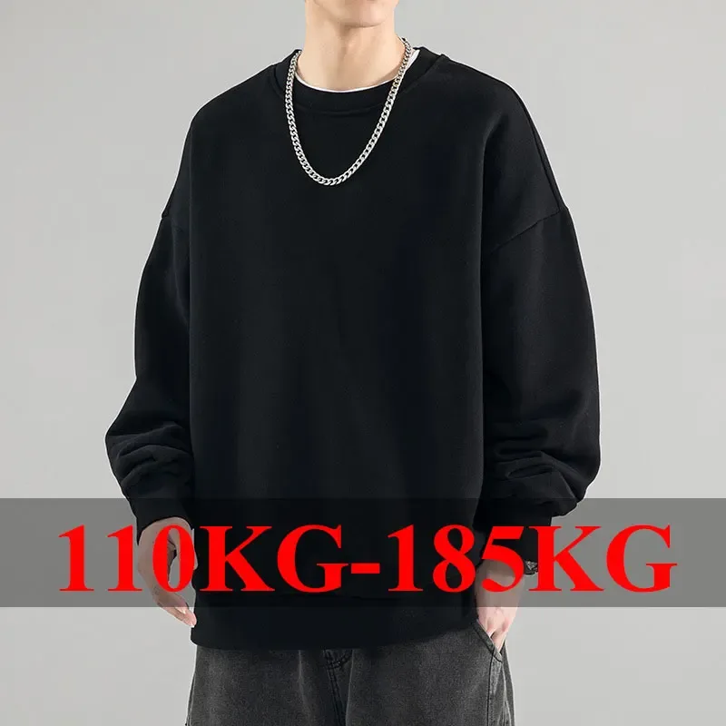 プラスサイズメンズプルオーバーフルコ​​ットンスウェット 5XL 6XL 7XL 秋冬長袖プリントトップス男性服 110kg-180kg