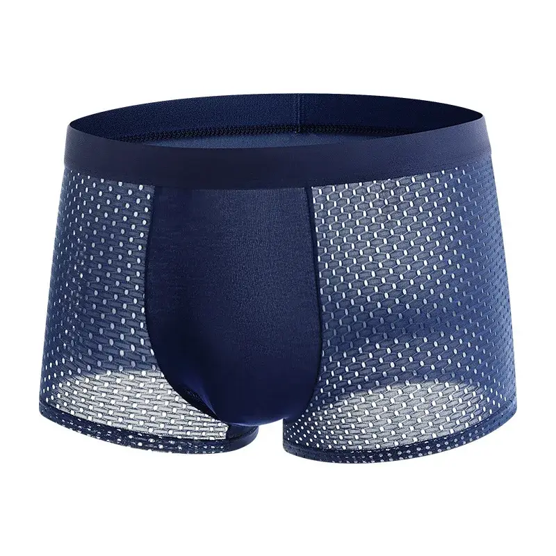 4pcs Men's Underwear Ice Feel Mesh Men Boxershorts Plus Size Panties Solid Sexy Men Boxer Summer Breathable Intimate Underpants