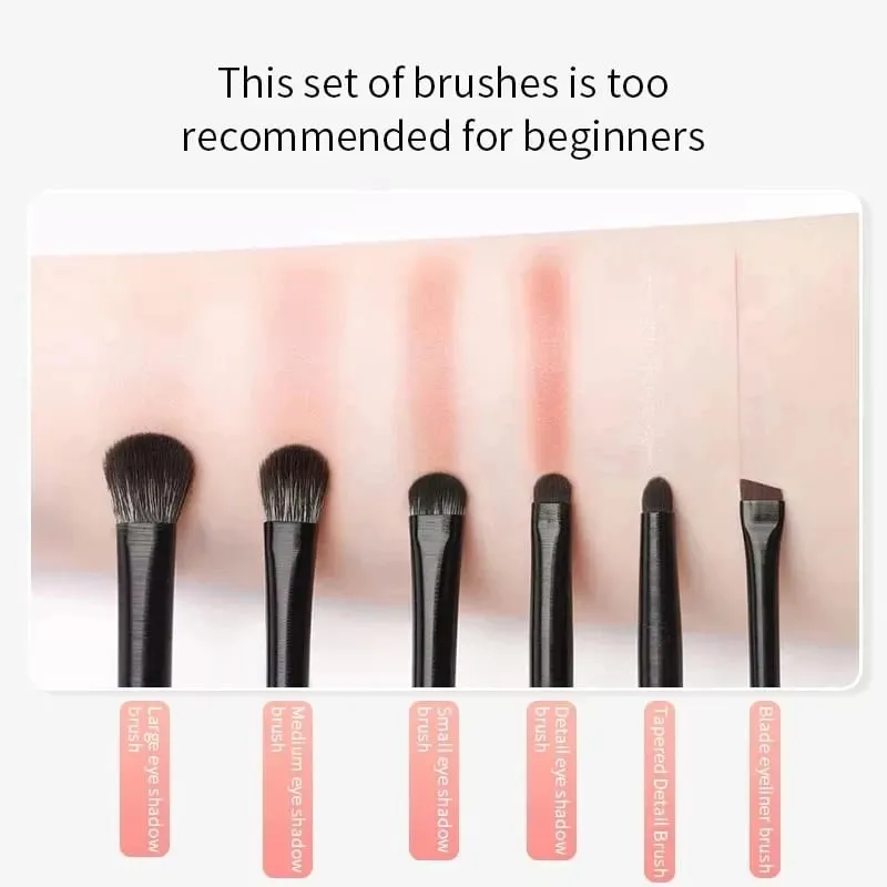 6-teiliges Augen-Make-up-Pinsel-Set, professioneller weicher Lidschatten-Eyeliner-Augenbrauenpinsel für Frauen, Anfänger, Konturierung, kosmetische Werkzeuge