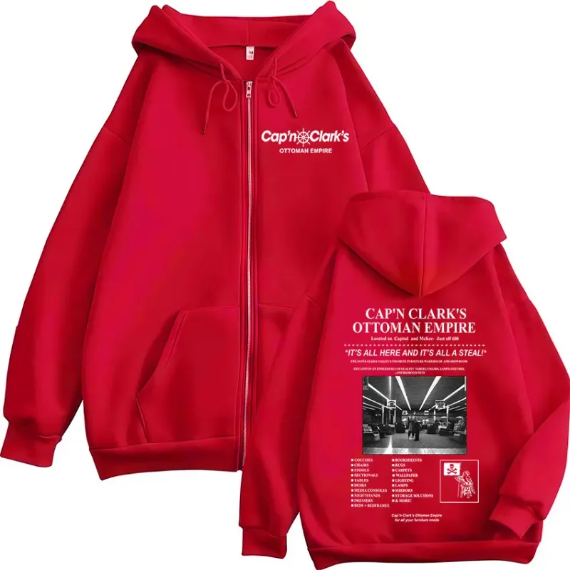 ภาพยนตร์สยองขวัญ Backrooms Cap'n Clark's Ottoman Empire Zipper Hoodies ชายเสื้อผ้าผู้หญิง Zip Up Hooded เสื้อแจ็คเก็ตเสื้อ