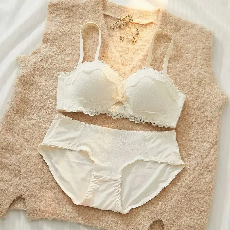 Set di lingerie sexy in pizzo push up imbottito spesso per il seno piccolo che migliora il modellamento del reggiseno a mezza coppa nascosto intimo intimo