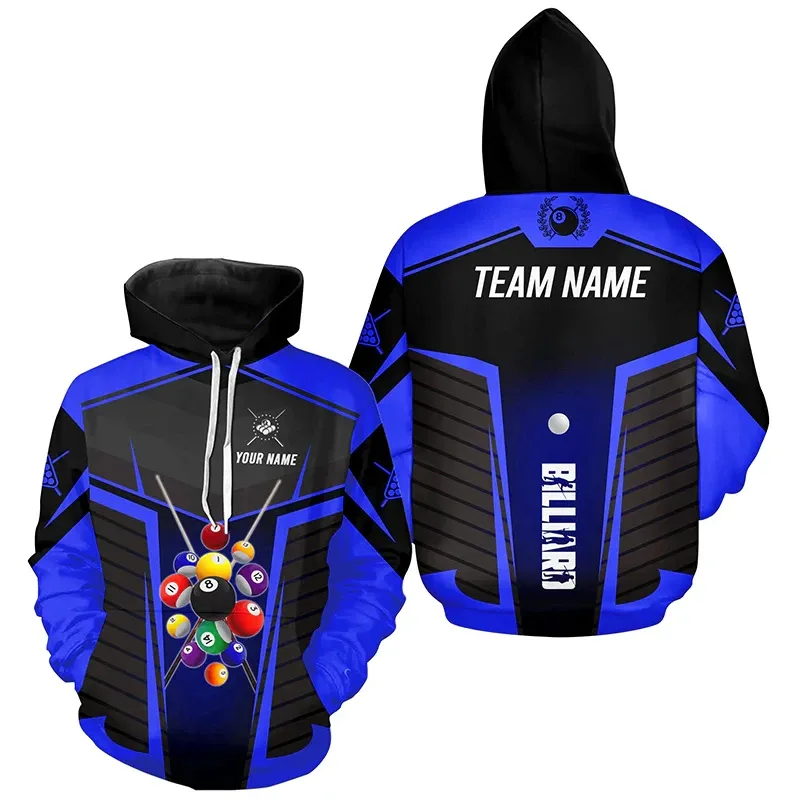 Personalized Billiard Pattern Hoodie For Men Sports Custom Name Pullover Sweatshirts Tops Hot Sale Plus Size Long Sleeve Hoodies