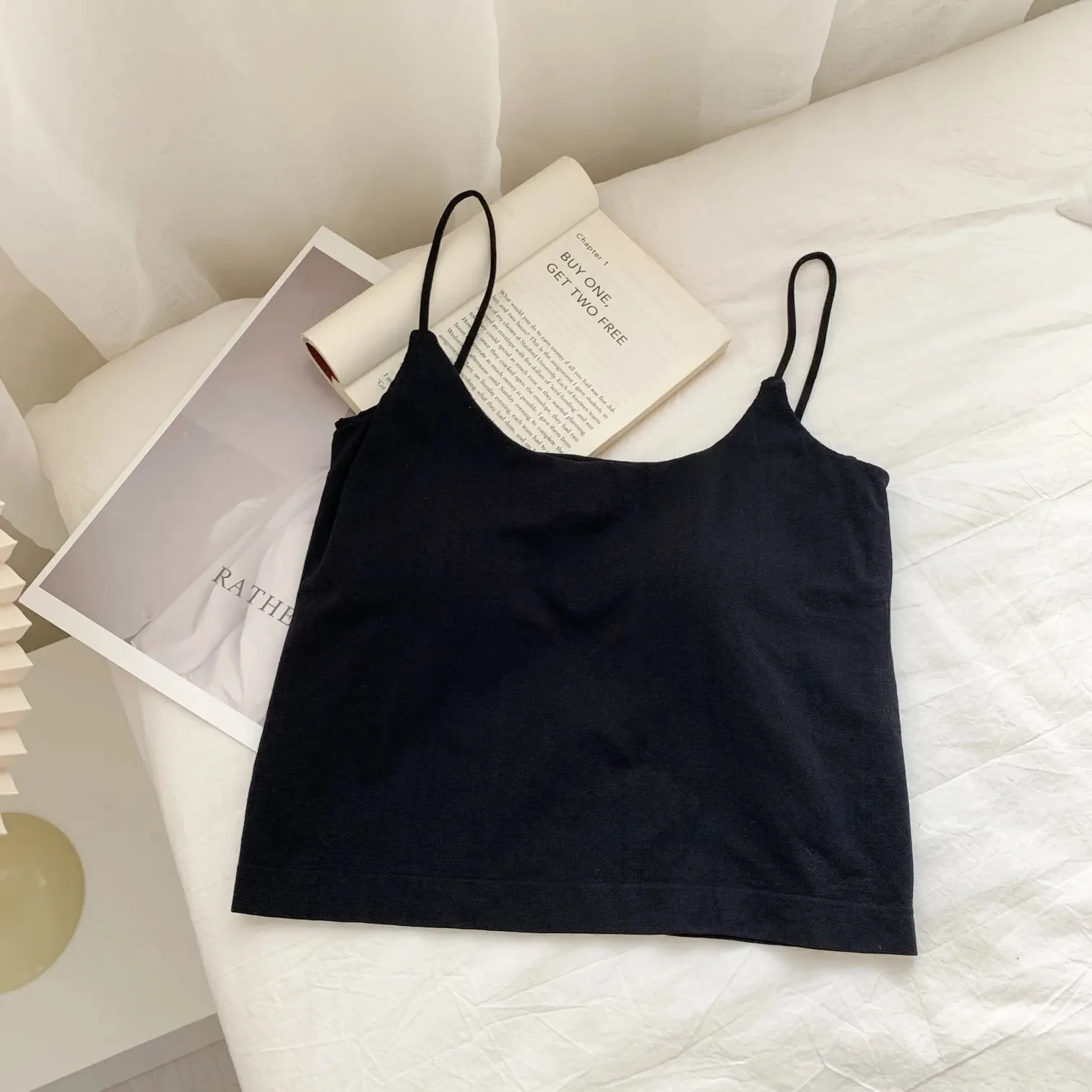 Zjaiss 2026 Summer Pure Desire Sexy Camisole Top Adjustable Spaghetti Strap Crop Top Women's Solid Color Y2K Tank Top