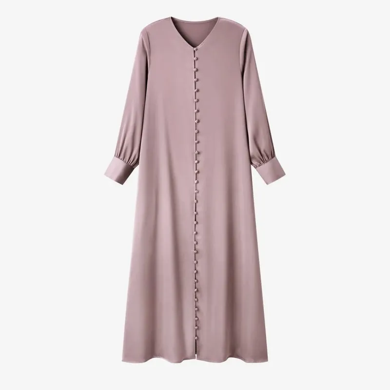 AS SS26 vestido de satén ligero con botones de bolas, ropa ligera de mujer elegante de tela súper cómoda — image 8