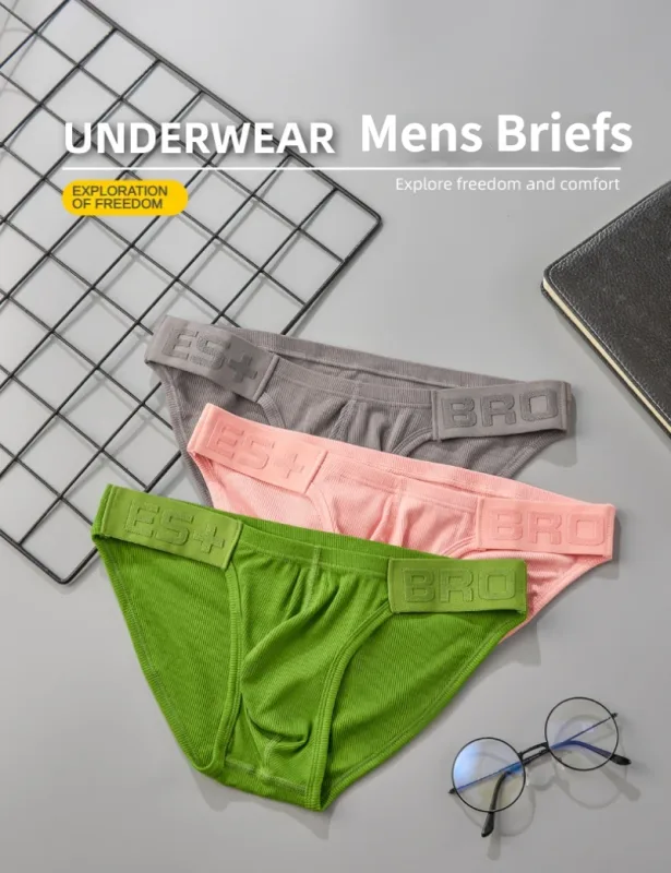 Mens Underwear Solid Color Low Waist Sweat-absorbing Large U Convex Pouch Sexy Mens Briefs — image 9