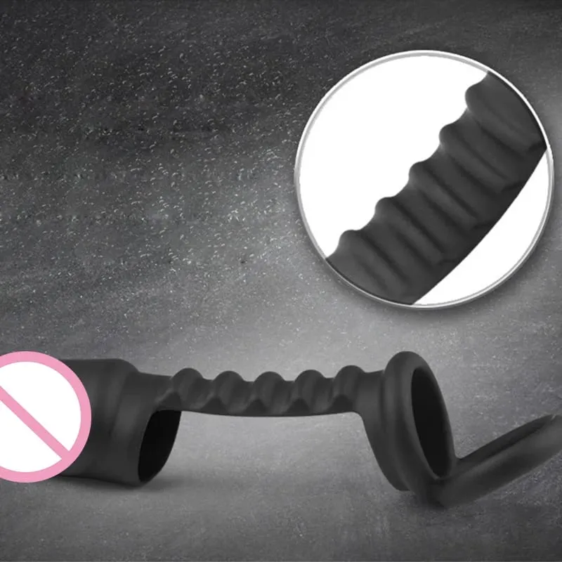 Mannelijke Penis Sleeve Dual Cock Ringen Vertraging Ejaculatie Nozzle Penis Ringen Uitbreiding Herbruikbare Cockring Speeltjes voor Mannen Volwassenen