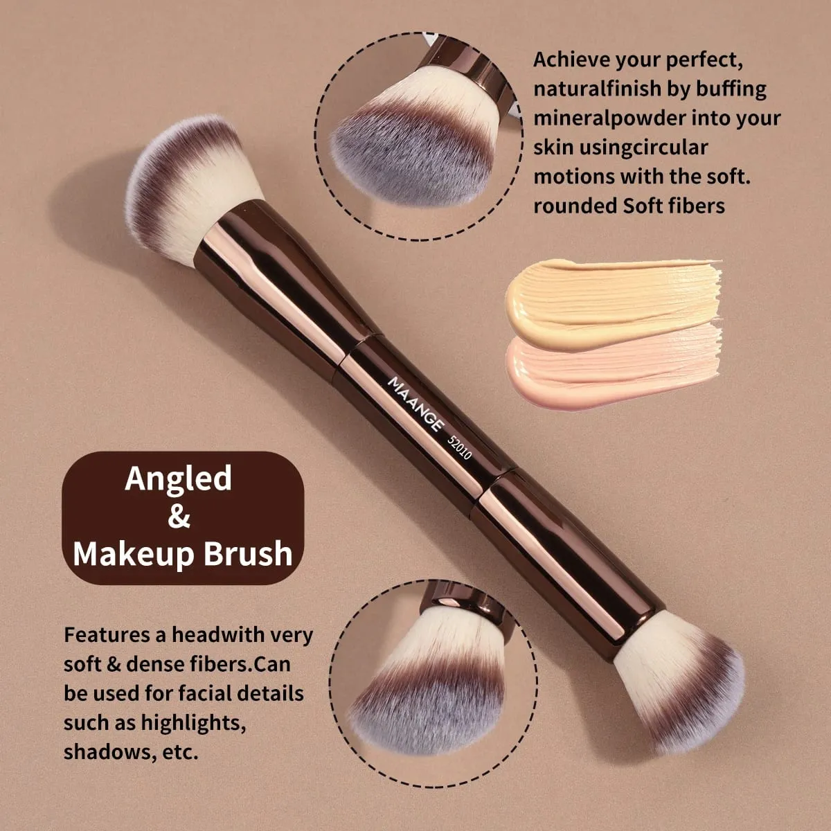1pcs Double-Ended Foundation Makeup Brushes for Liquid Cream Powder Concealer Soft Fluffy Bristle Cosmetic Beauty Tools