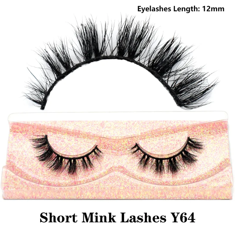 Real Mink Fluffy Short Eye Lashes Extension Wispy Soft Natural Short False Eyelashes Daily Wear Full Strip Lashes Makeup