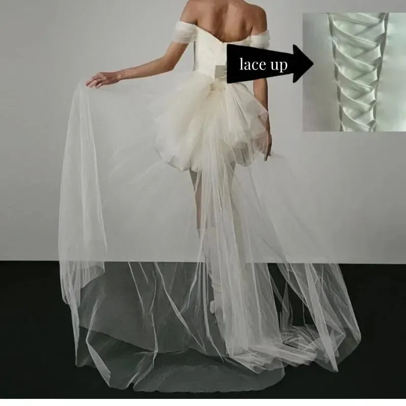 Nuevos Vestidos de novia ligeros y elegantes para mujer, minivestido nupcial blanco Sexy con cola de malla, Vestidos de fiesta de lujo para novia
