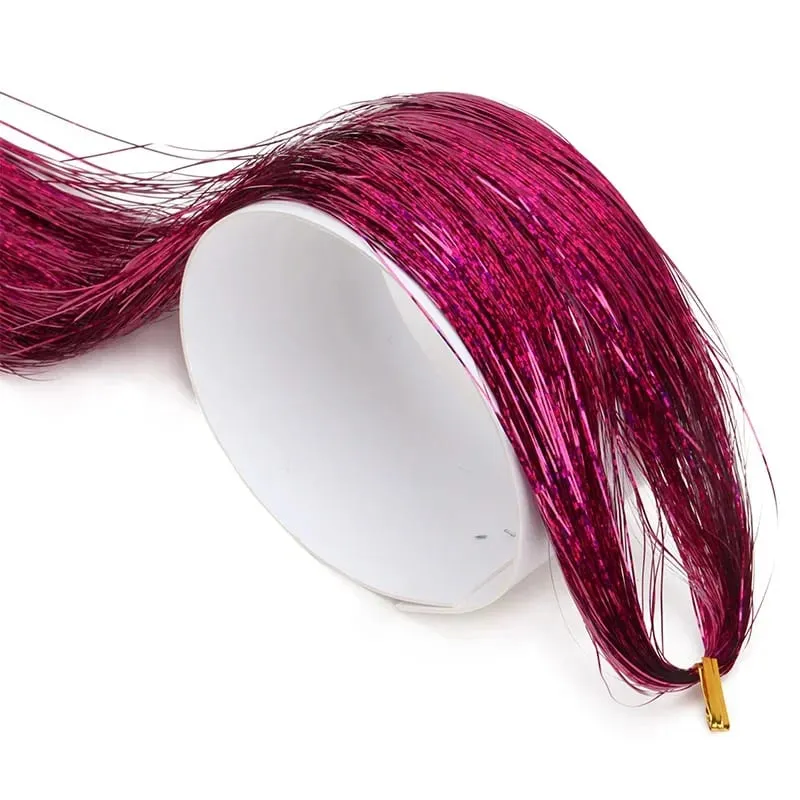 Rainbow Hair Tinsel Kit 6pcs 1200 Strands Glitter Tinsel Hair Extensions Heat Resistant Sparkling Shiny Fairy Hair Acc