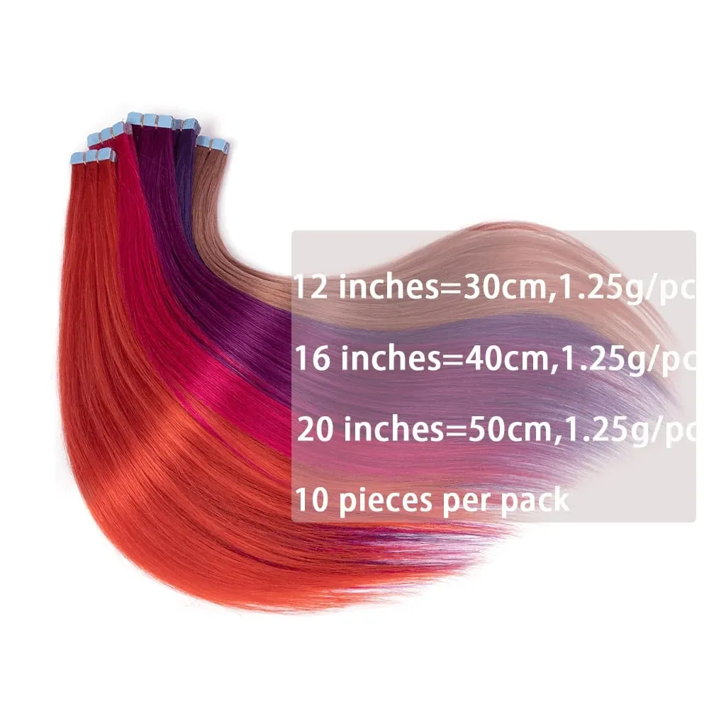 Lavender Purple Mini Tape In Human Hair Extensions 12-24 Inches Micro Tape Hair Seamless Adhesive Hair Pieces For Cosplay