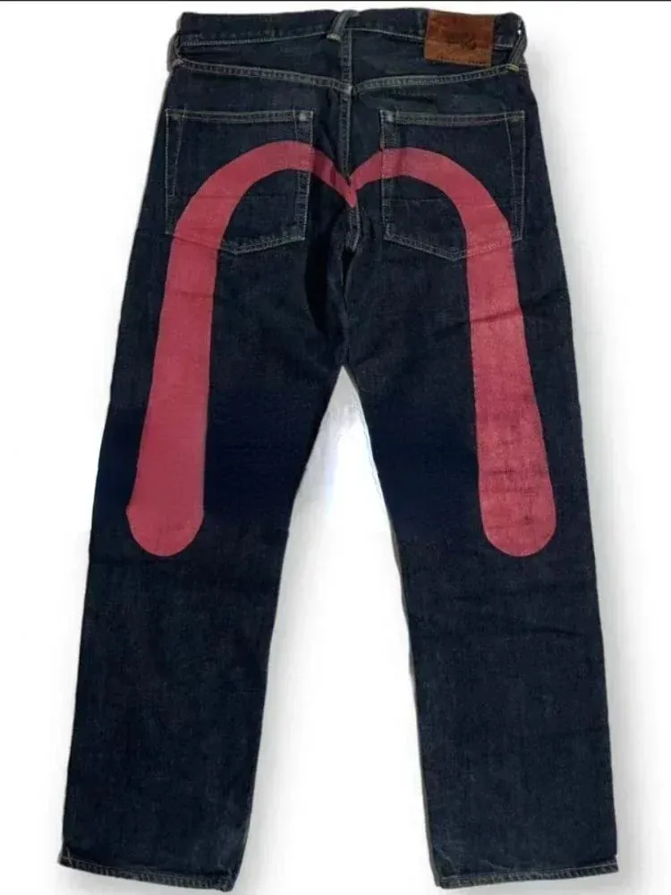 90s Retro Y2K New Hip Hop Straight Jeans Street Best Selling Personalized Printing High Street Men's Casual Loose Jeans Couple