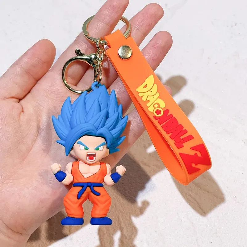 Anime Dragon Ball Keychain PVC Cartoon Cartoon Figure Trunks Son Goku Piccolo Buu Vegeta Figures Key Chain Keyring Bag Decor