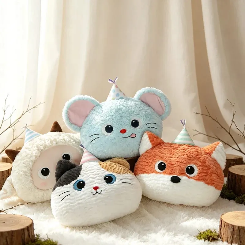 40CM Kawaii Cartoon Animal Plush Pillow Soft Stuffed Soft Fox Sheep Frog Cat Seal Dog Pig Cushion Funny Home Decoration Gifts