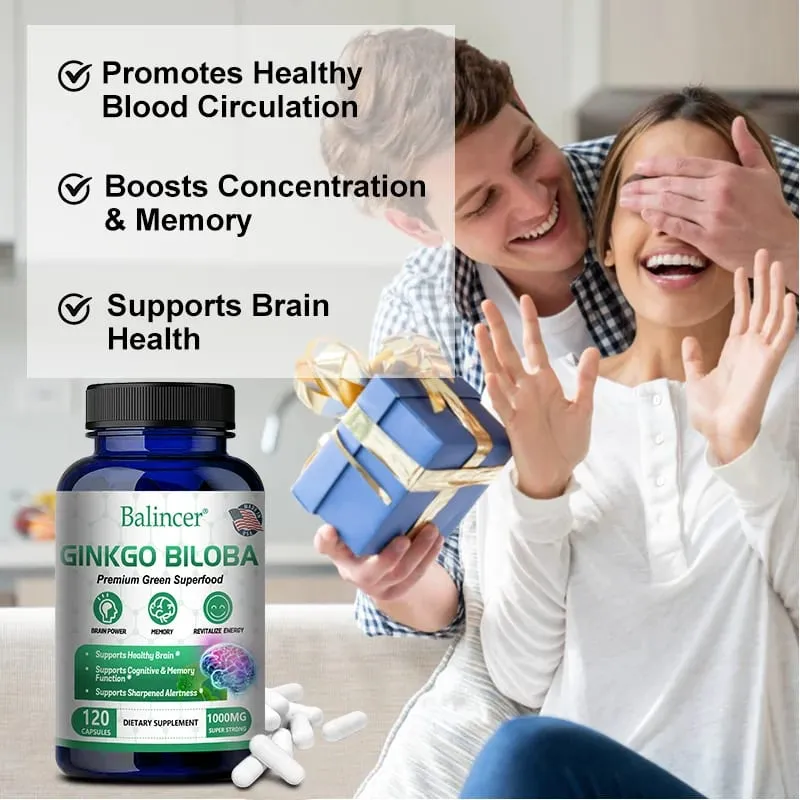 Ginkgo Biloba Extra Strength 1000mg Per Serving - Supports Brain Function and Memory Support 120 Vegetarian Capsules