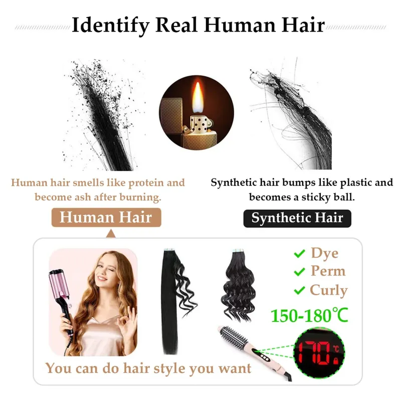 20 Pcs Real Human Hair Tape ins Extensions Straight Double Side Tape in Hair Extensions Highlight Tape in Remy Hair Extensions