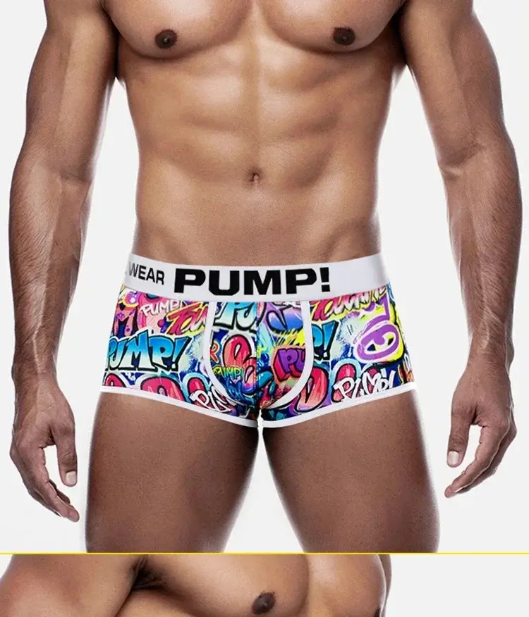 1- 4PCS Men's Cotton Nylon Blend Boxer Briefs All-Over Graffiti Print Wide Elastic Waistband Non-Tight Fashion Sport Underwear