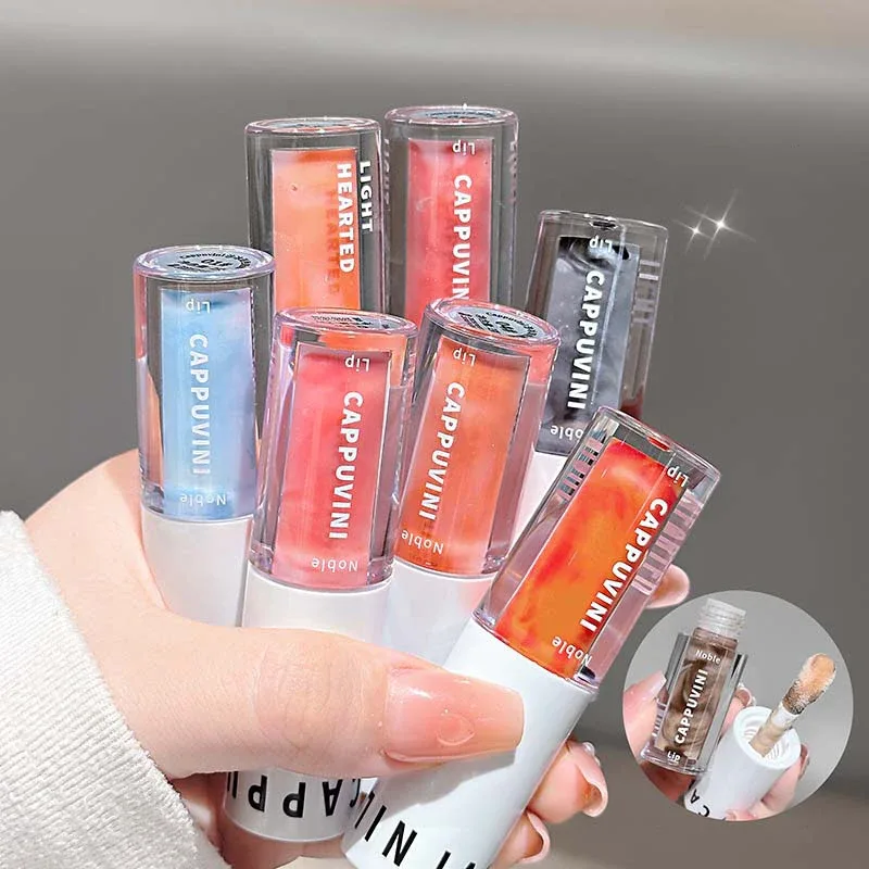 Clear Transparent Grey Purple Lip Gloss Hydrating Drying Lips Mirror Lip Glaze Tint Plumper Moisturizing Crystal Lip Oil Makeup