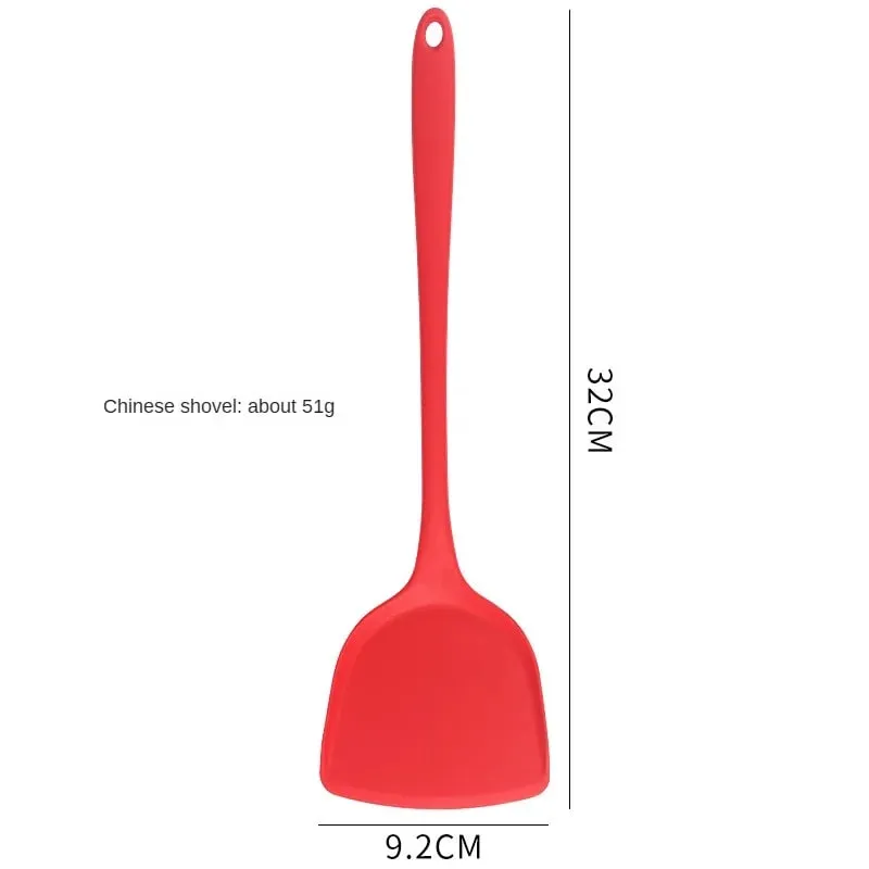 8ps Household black Silicone kitchenware 8-piece set of Chinese spaghetti spoon salad spaghetti spaghetti spaghetti，Rice spoon，