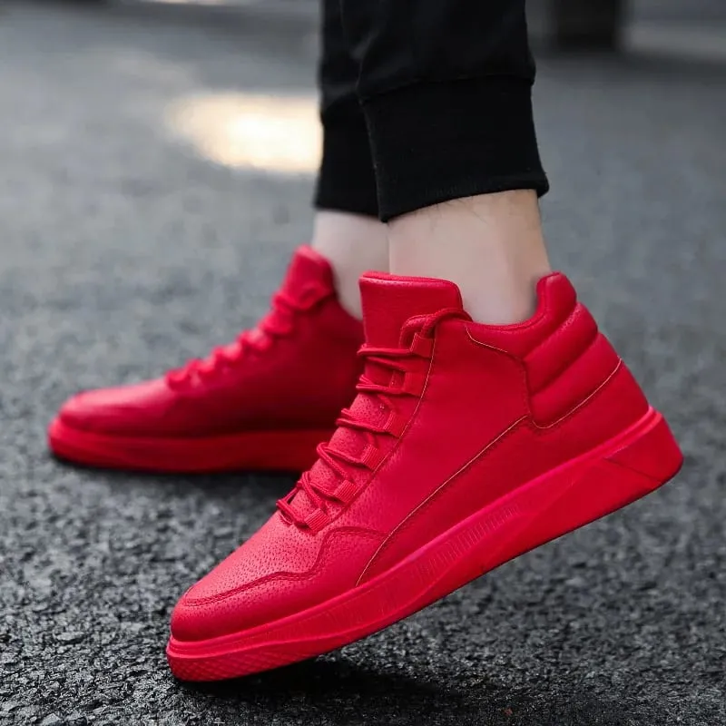 Men's Spring Fashion Comfortable Lightweight Slip-Resistant High Top Leather Sneakers