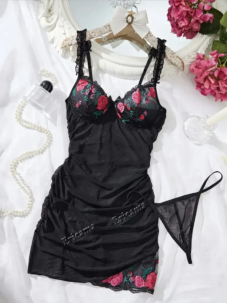 Sexy Bra Set Transparent Lace Erotic Underwire Bra Lace Sexy Lingerie Fancy Outfit Romantic Hot Underwear Set Bra And Panty Sets