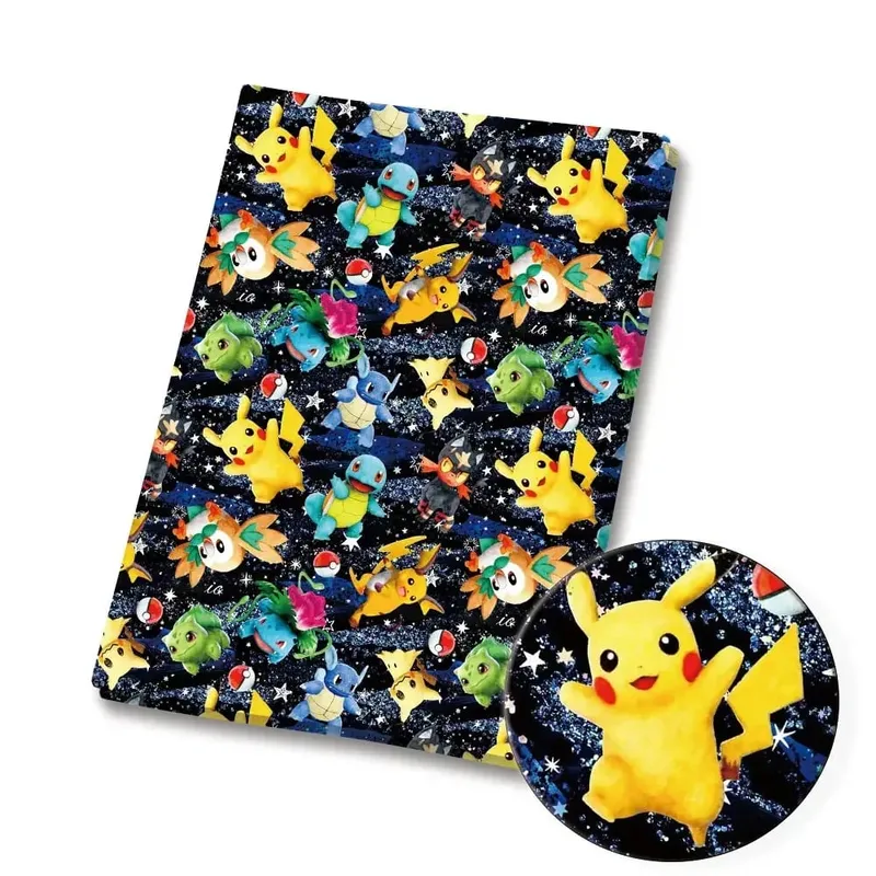 Pokemon Cartoon Fabric140*50cm Ruční šití Patchwork Quiltování Dětské šaty Domácí prostěradlo Potištěná látka Fabric Šití děti