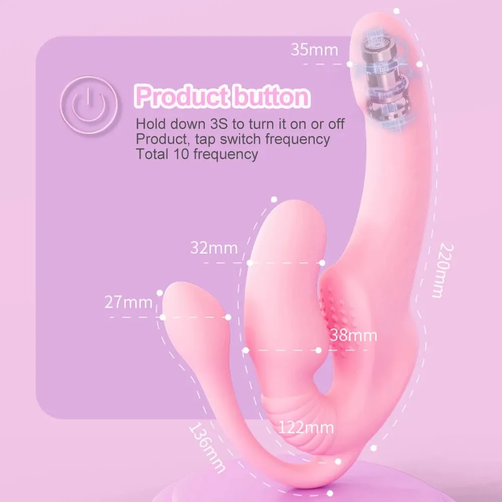 Popruh bez ramínek na dildo Vibrátor Anal Plug Masager Lesbian 3v1 Vibrátor G-Spot stimulující klitoris Sexuální hračka pro pár